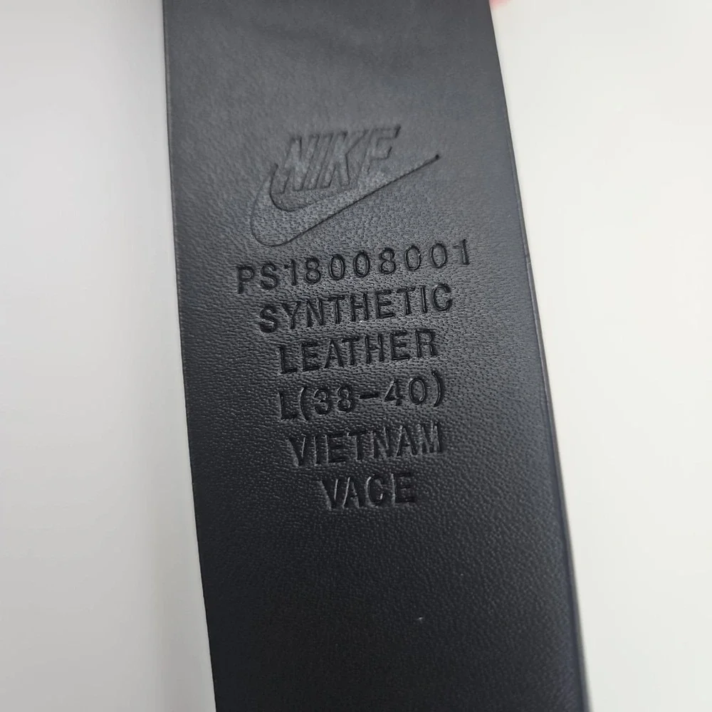 Nike Air Force 1 Belt Black Faux Leather Black Swoosh Logo Buckle‎ Mens L 38-40